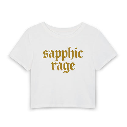 sapphic rage Gothic Blackletter Baby Tee - Y2K Graphic Fitted Top