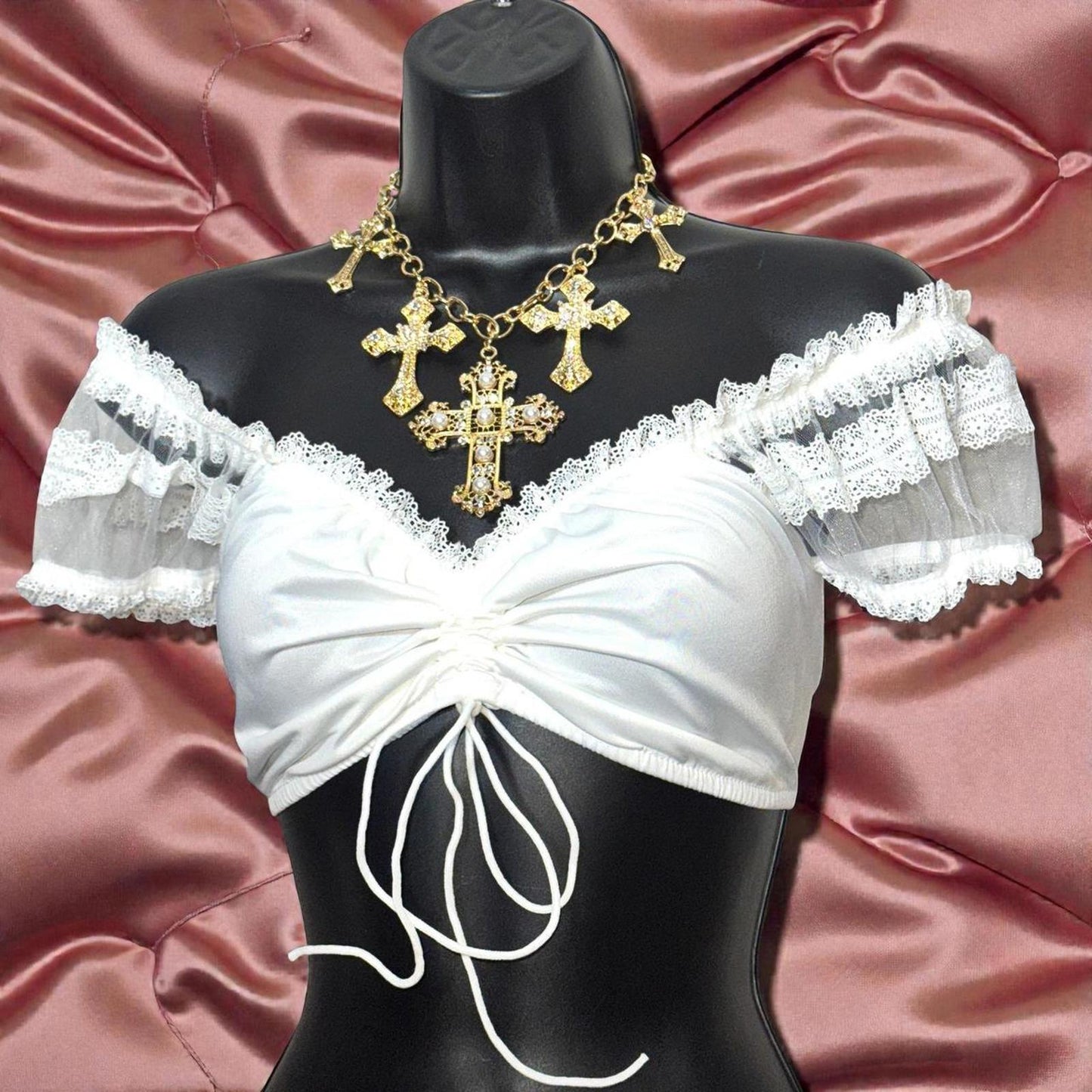 Amelia Ruched Off Shoulder Dirndl Blouse - White