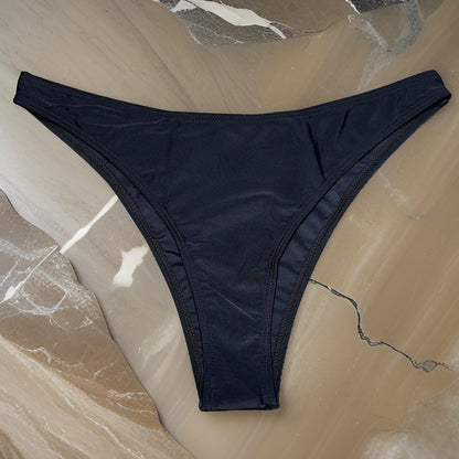 Black High Cut Bikini Swim Bottoms