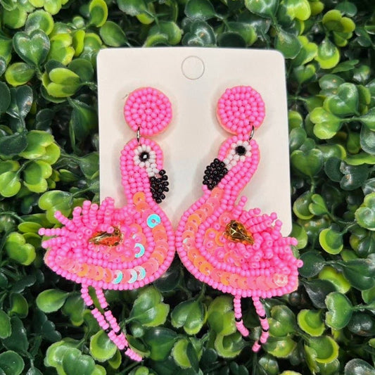 Dazzling Flamingo Beaded Earrings
