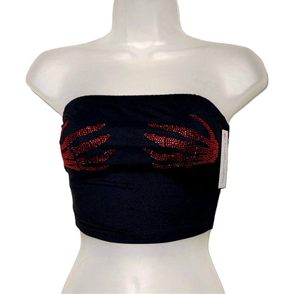 Glimmer Bones Strapless Crop Top - Red