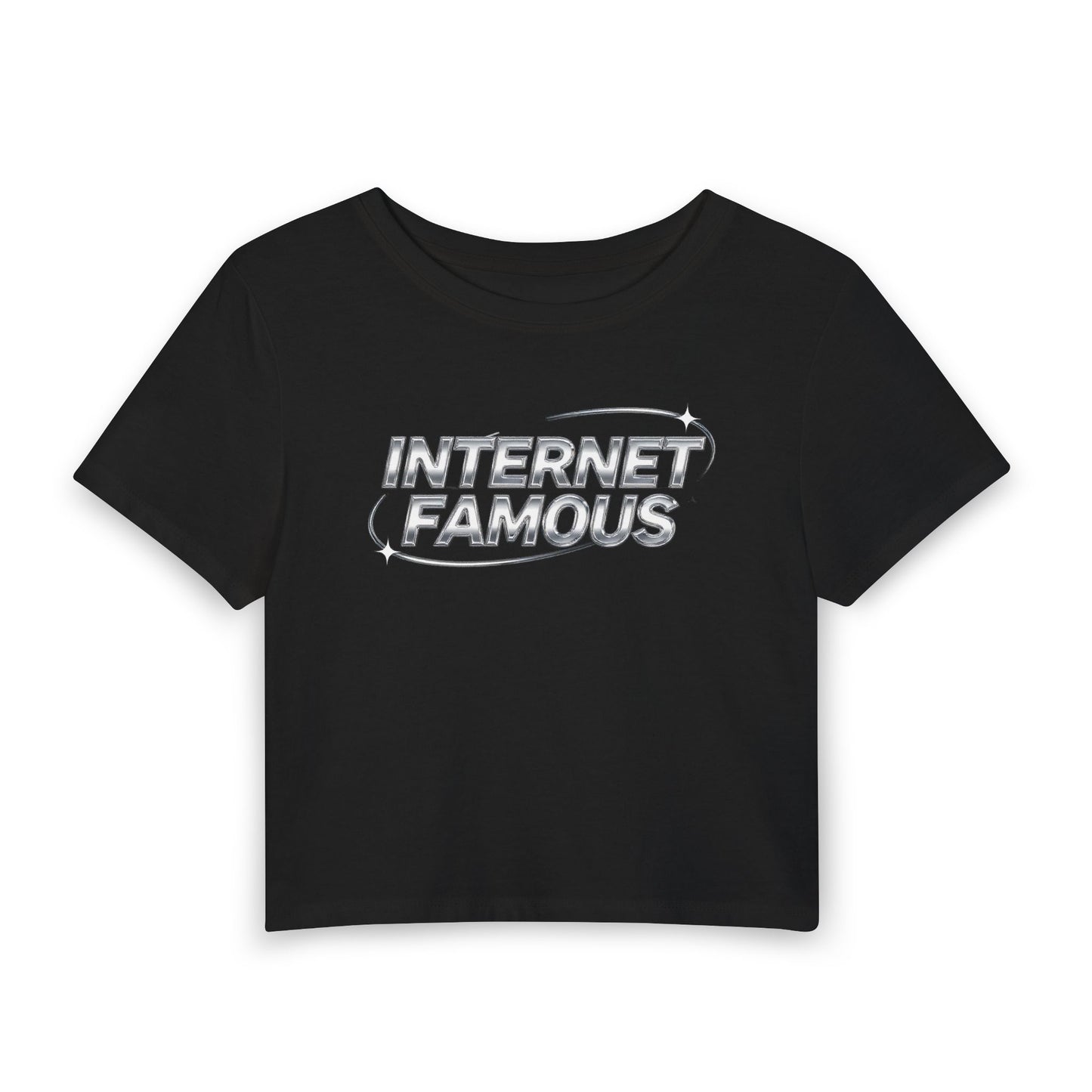INTERNET FAMOUS Chrome Orbit Baby Tee - Y2K Graphic Fitted Top