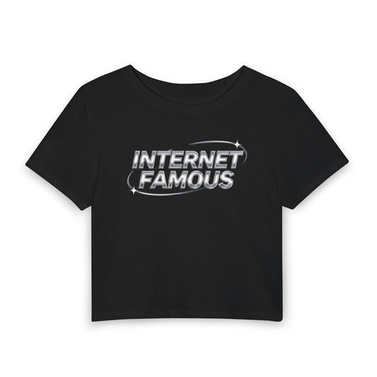INTERNET FAMOUS Chrome Orbit Baby Tee - Y2K Graphic Fitted Top