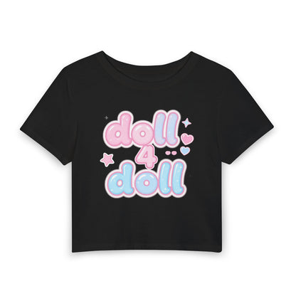 doll 4 doll Anime Sticker Baby Tee - Y2K Graphic Fitted Top