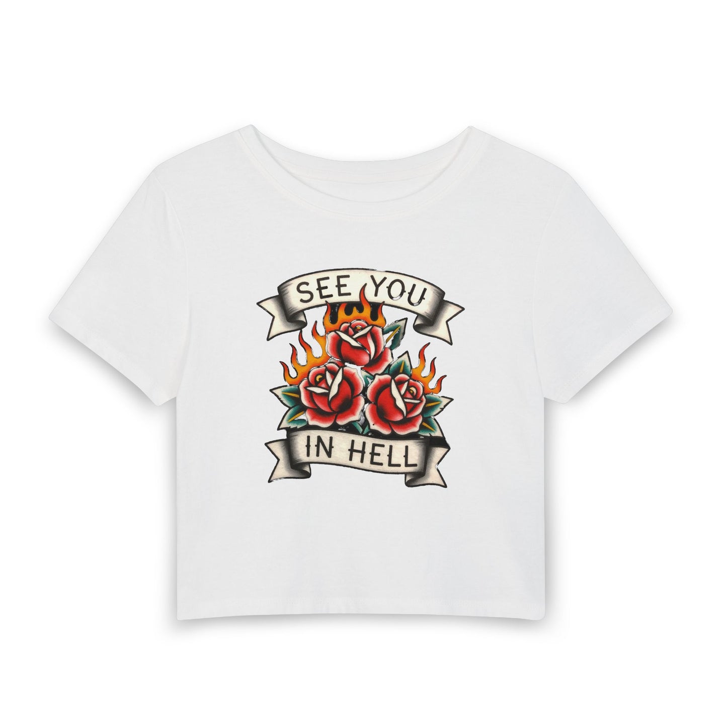 SEE YOU IN HELL Baby Tee - Y2K Graphic Fitted Top