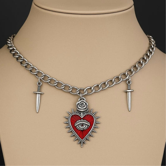 Divine Blade Silver Heart Choker
