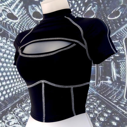 Voidline Cutout Tech Top - Long Sleeve Mesh Crop