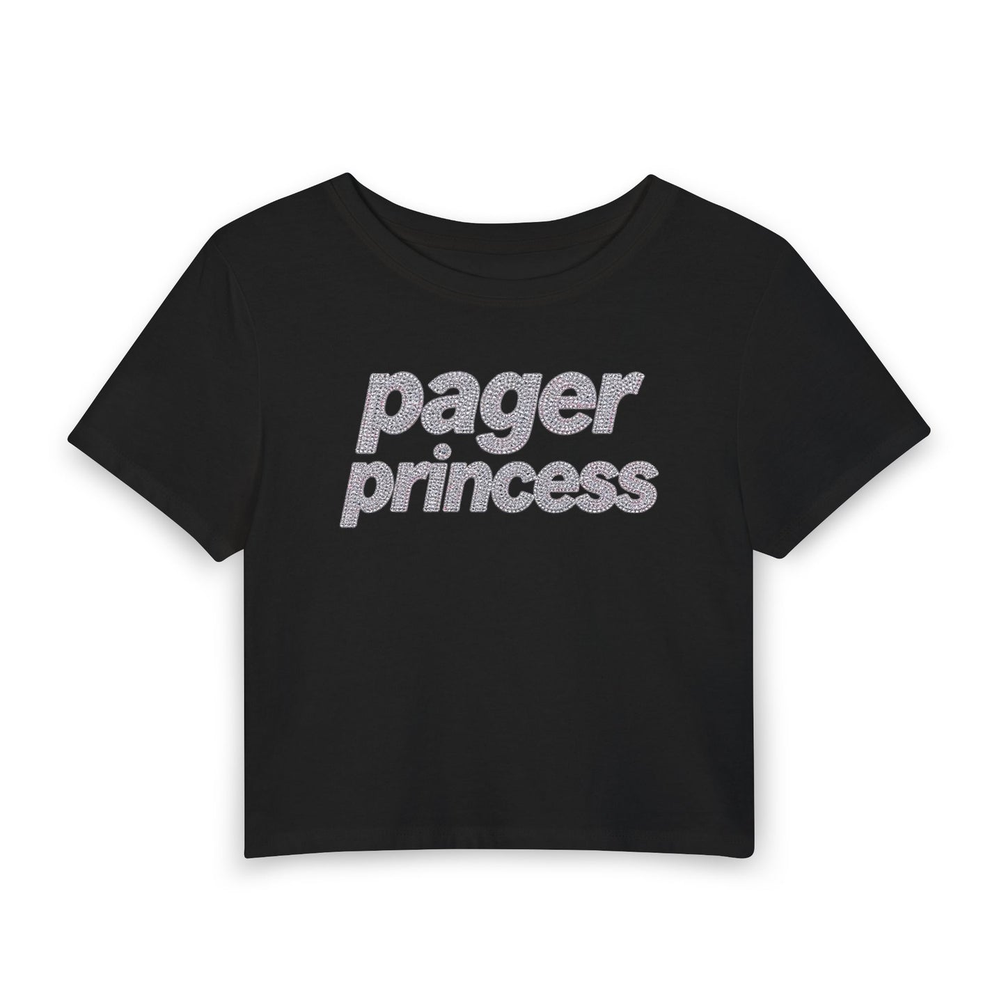 pager princess Baby Tee - Y2K Graphic Fitted Top