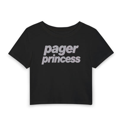 pager princess Baby Tee - Y2K Graphic Fitted Top