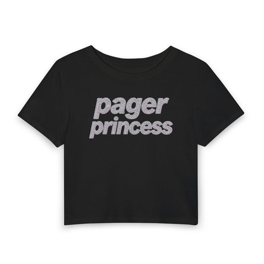 pager princess Baby Tee - Y2K Graphic Fitted Top