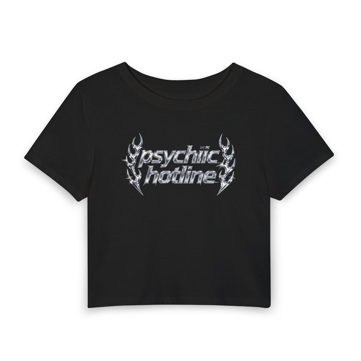 psychic hotline Baby Tee - Y2K Graphic Fitted Top