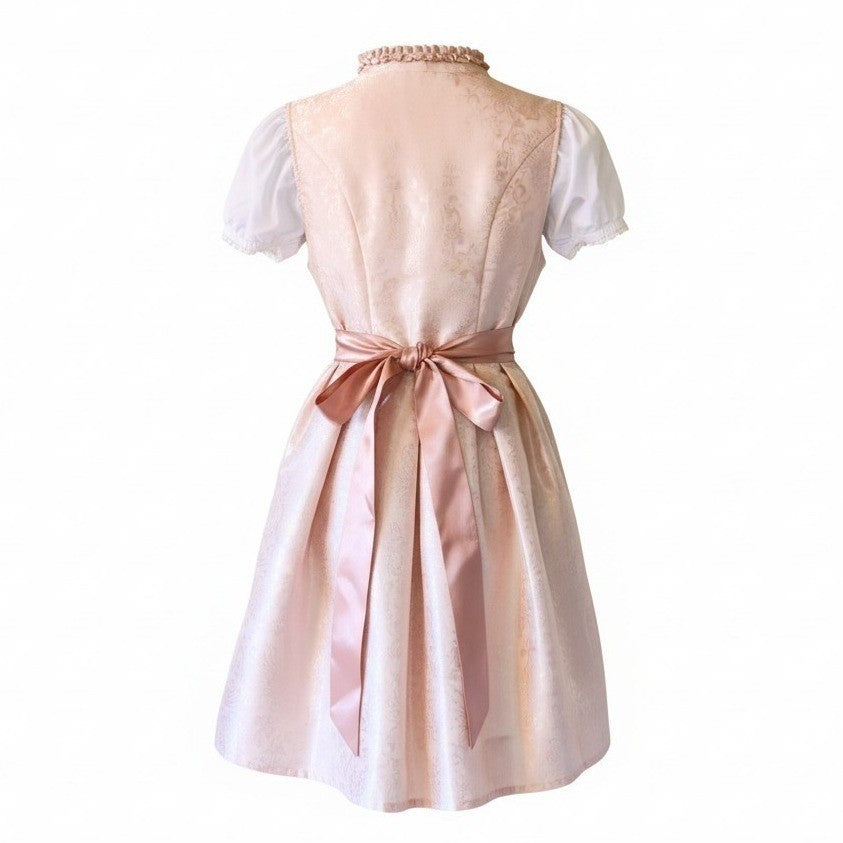 Pink Satin Floral Dirndl Dress Heidi