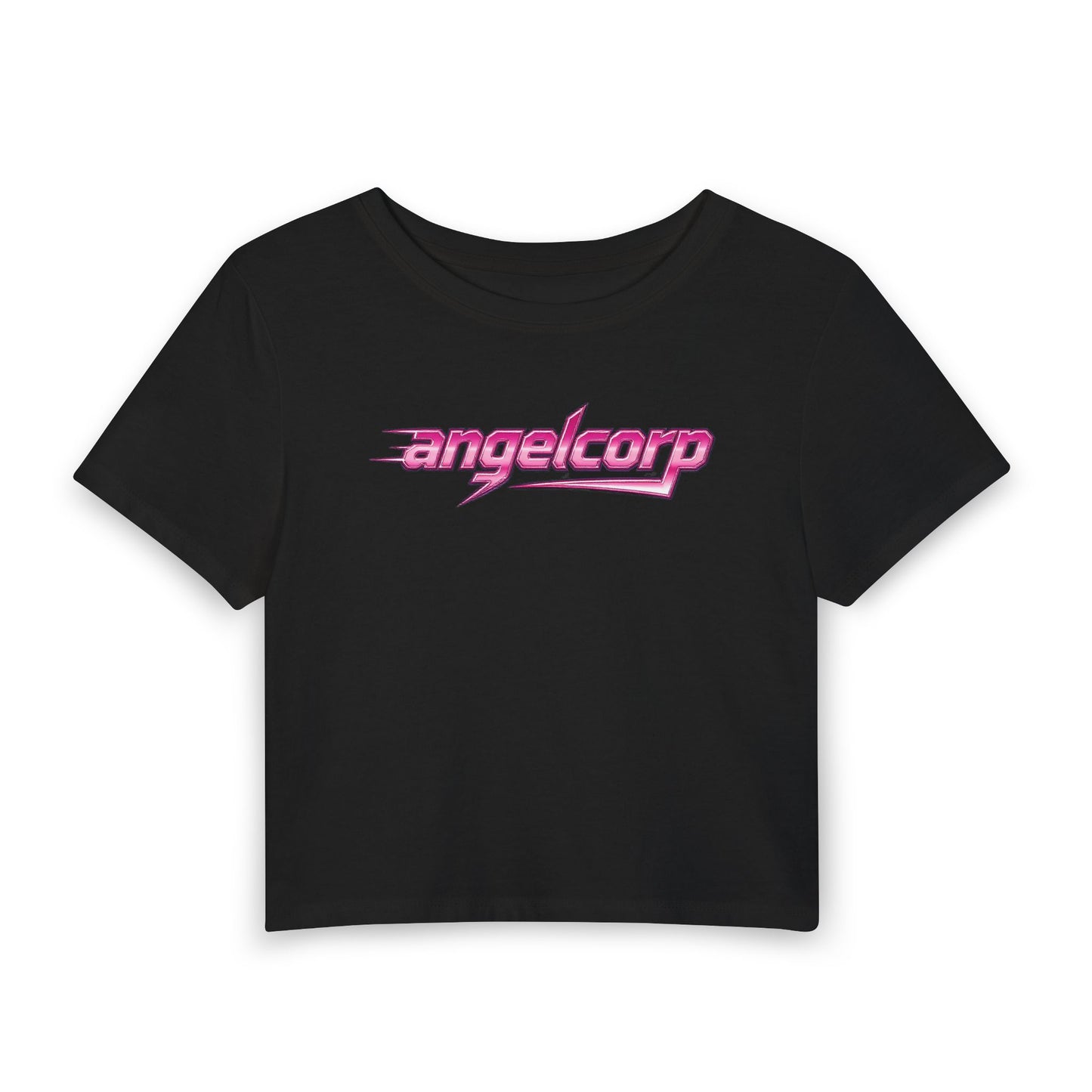 angelcorp Pink Racing Baby Tee - Y2K Graphic Fitted Top