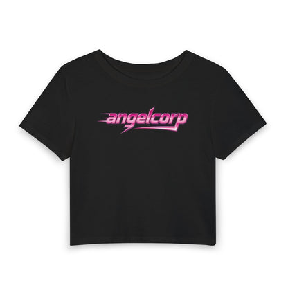 angelcorp Pink Racing Baby Tee - Y2K Graphic Fitted Top