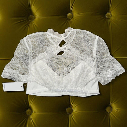 White Lace Keyhole Dirndl Blouse Gisela