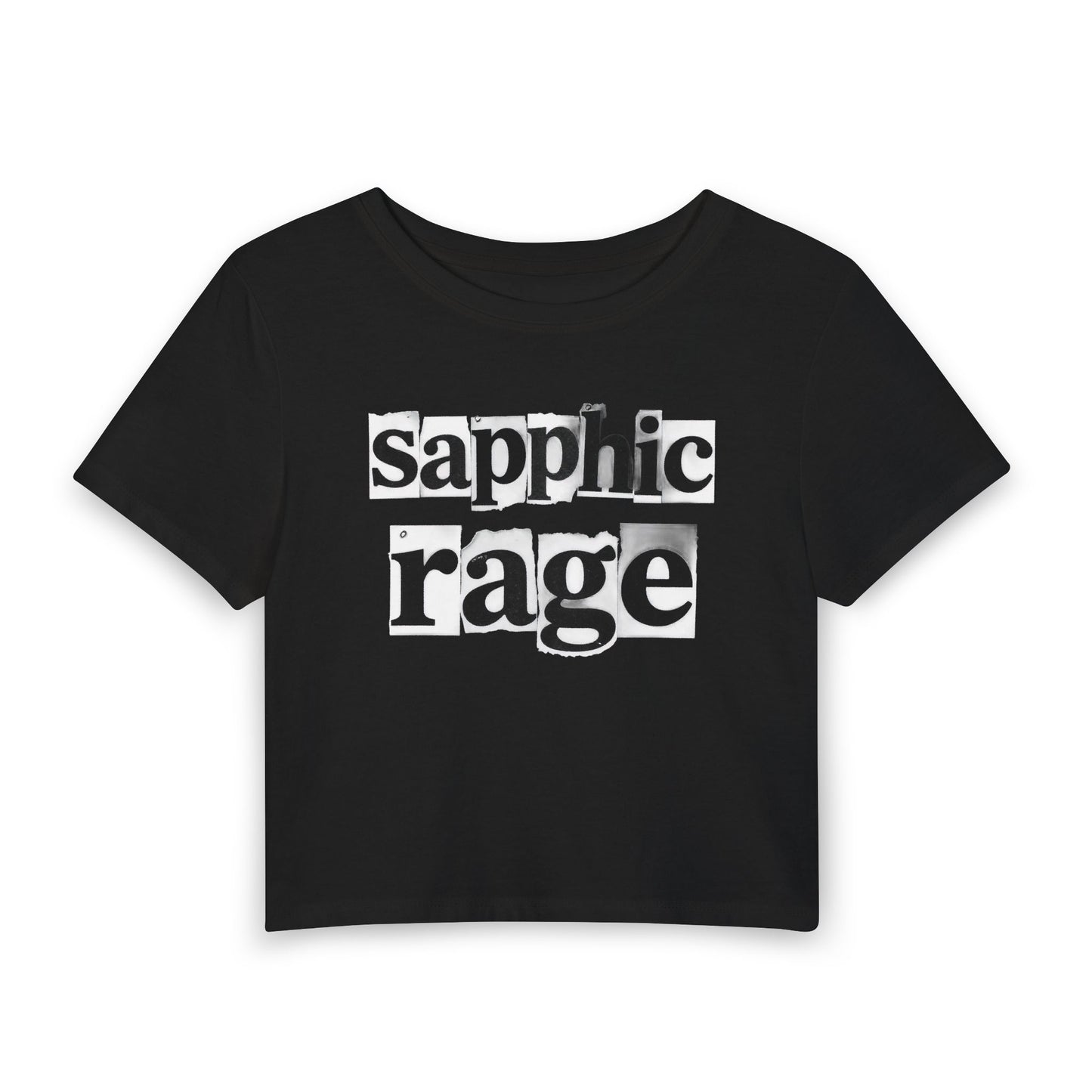 sapphic rage Punk Zine Baby Tee - Y2K Graphic Fitted Top