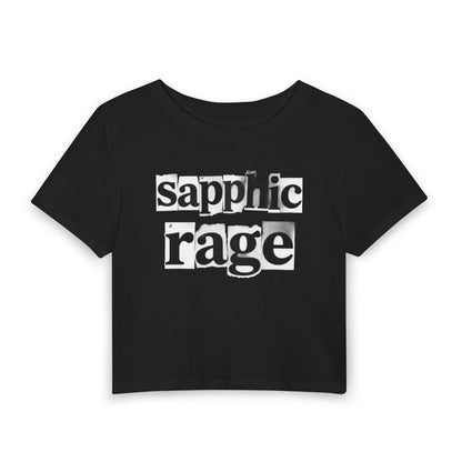sapphic rage Punk Zine Baby Tee - Y2K Graphic Fitted Top