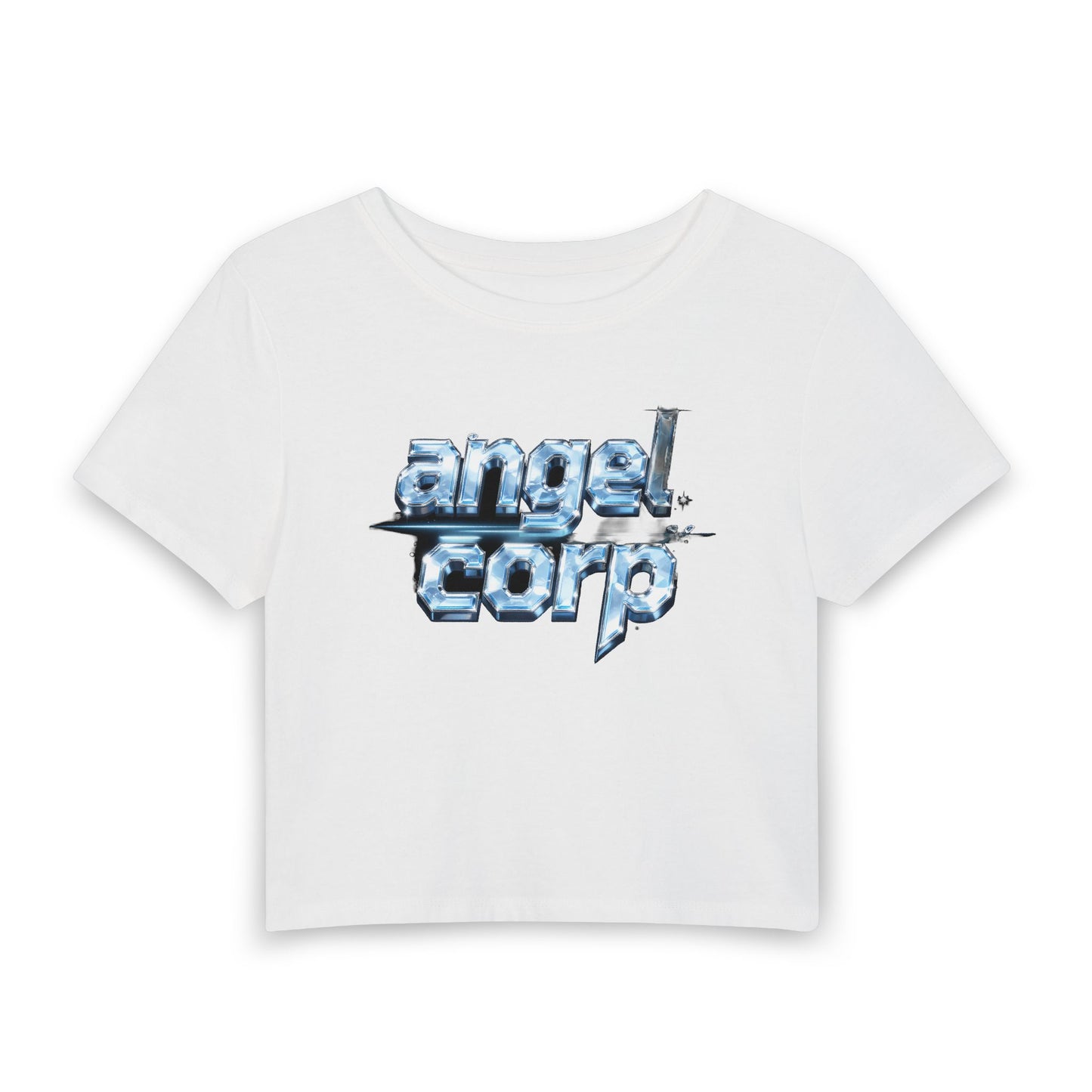 angelcorp Ice Chrome Baby Tee - Y2K Graphic Fitted Top