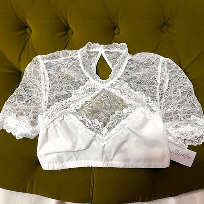 White Lace Keyhole Dirndl Blouse Gisela