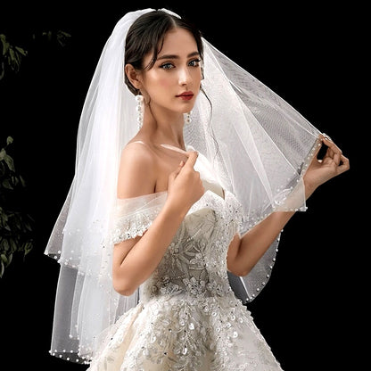 Pearl Garden Pearl Edge 2 Tier Wedding Veil - 29 inch