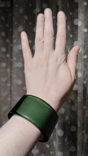 Customer photo - lilac cuff worn on wrist