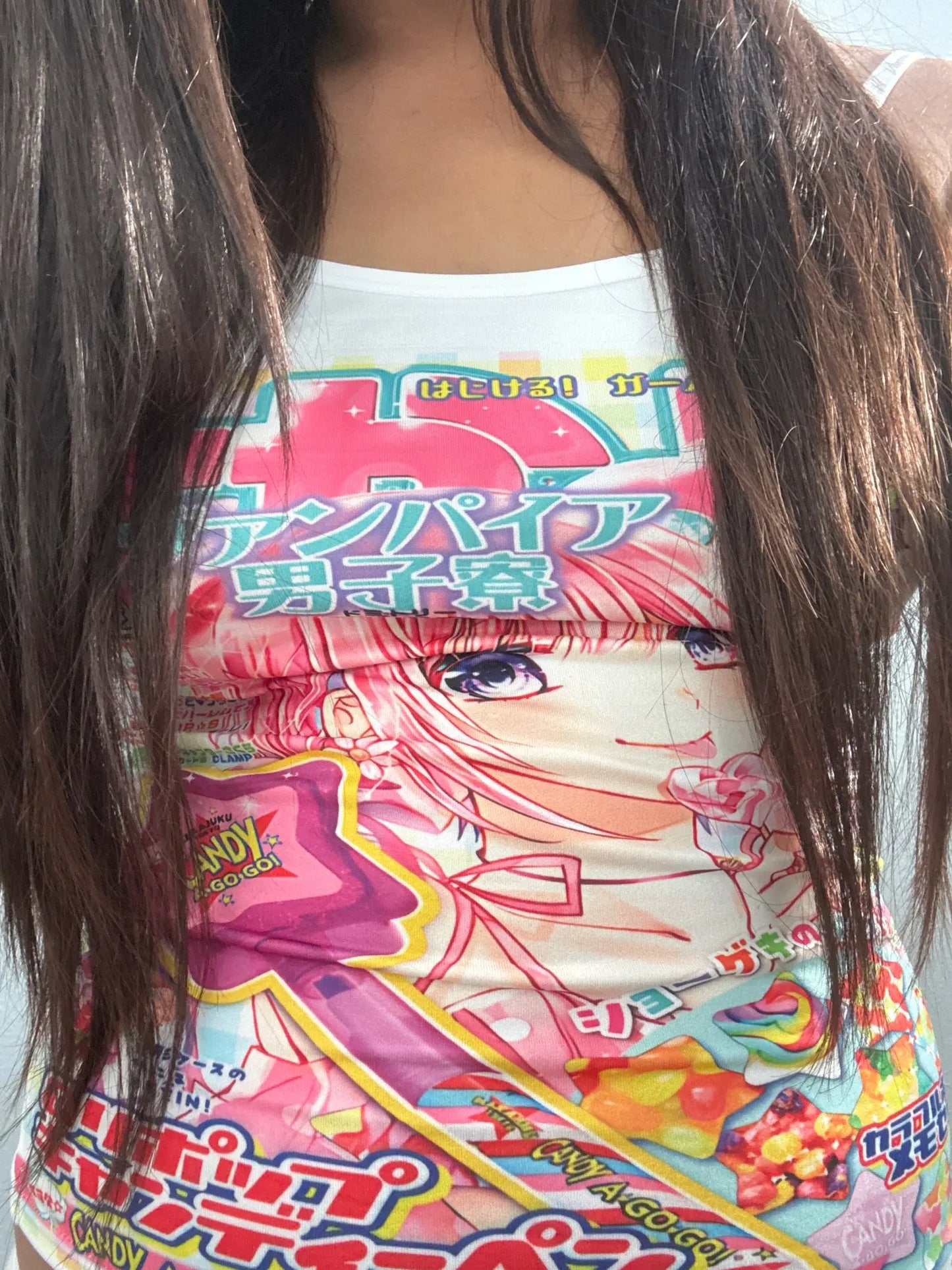 Anime print cami tank worn