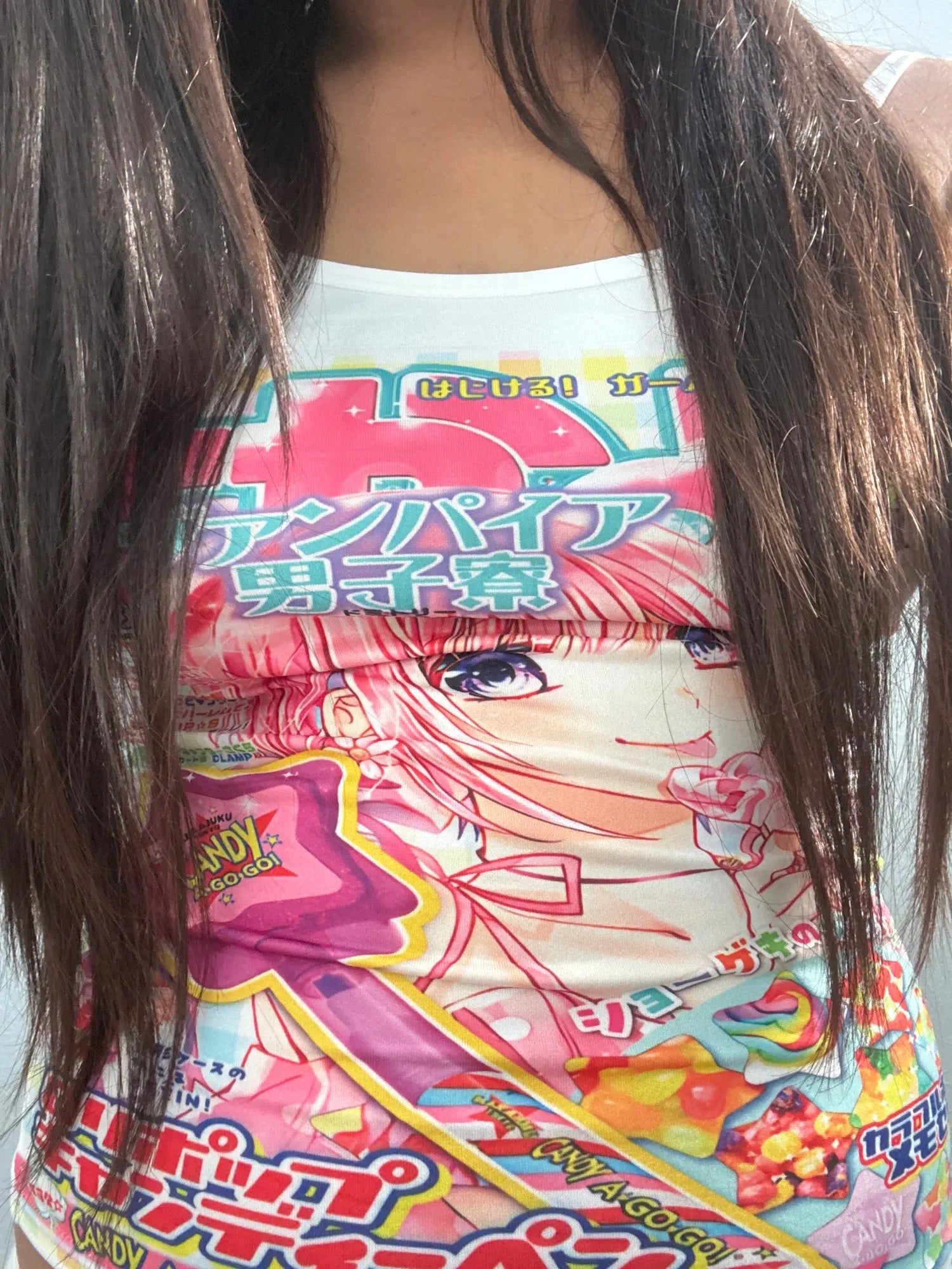 Anime print cami tank worn
