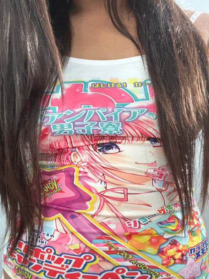 Anime print cami tank worn