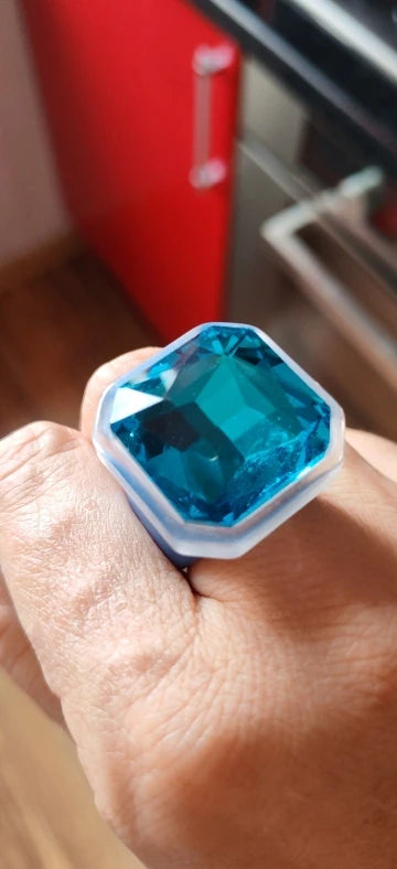 Customer photo - blue cocktail ring worn