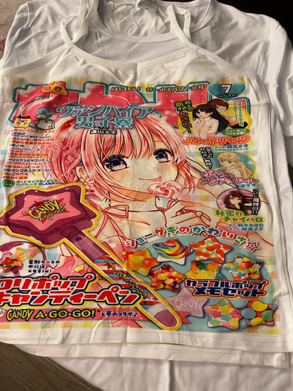 Anime print cami tank flat lay