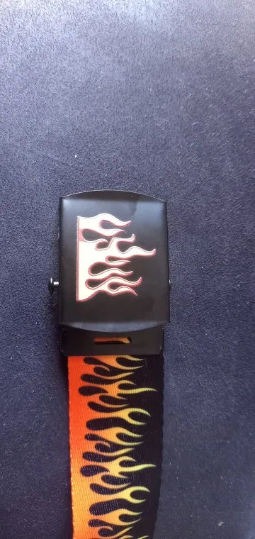 Customer photo - flame belt buckle detail
