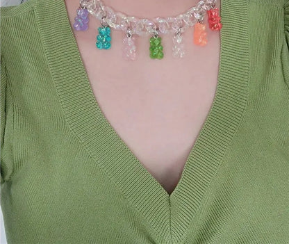 Close up of the candy bear charms on the chain