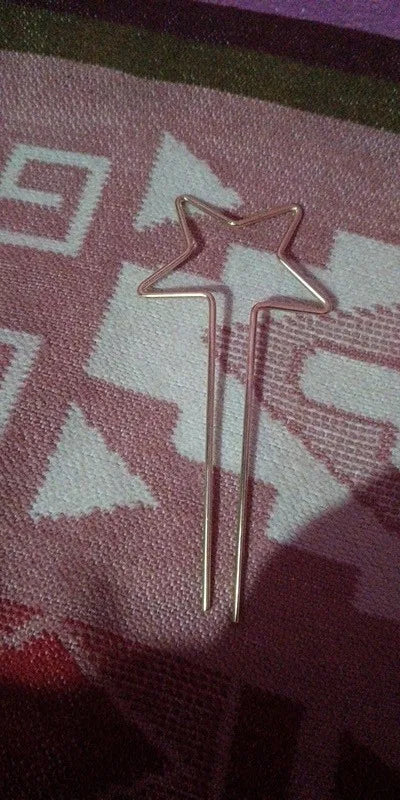 Customer photo - matte gold star hair stick