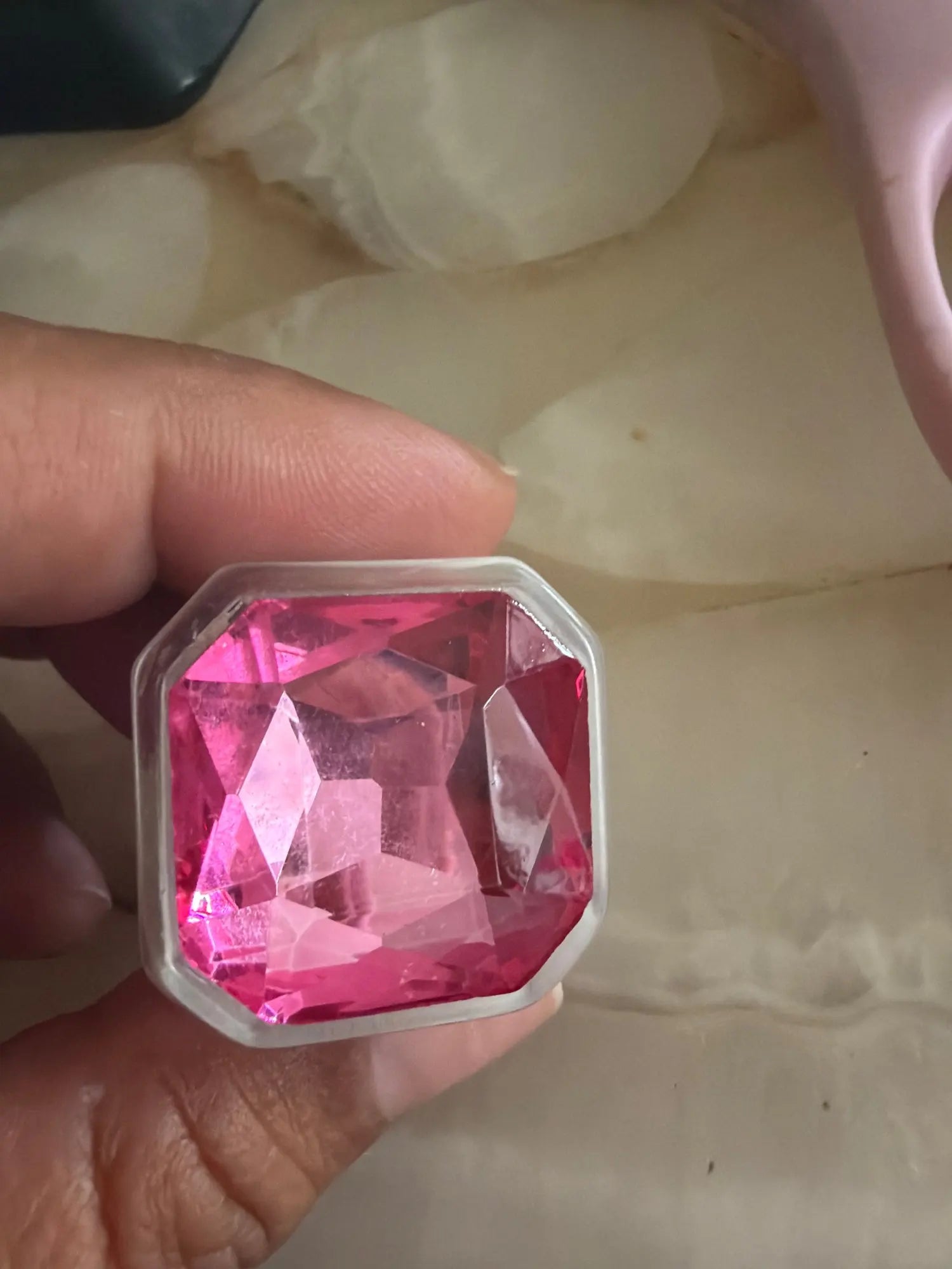 Customer photo - pink cocktail ring close up