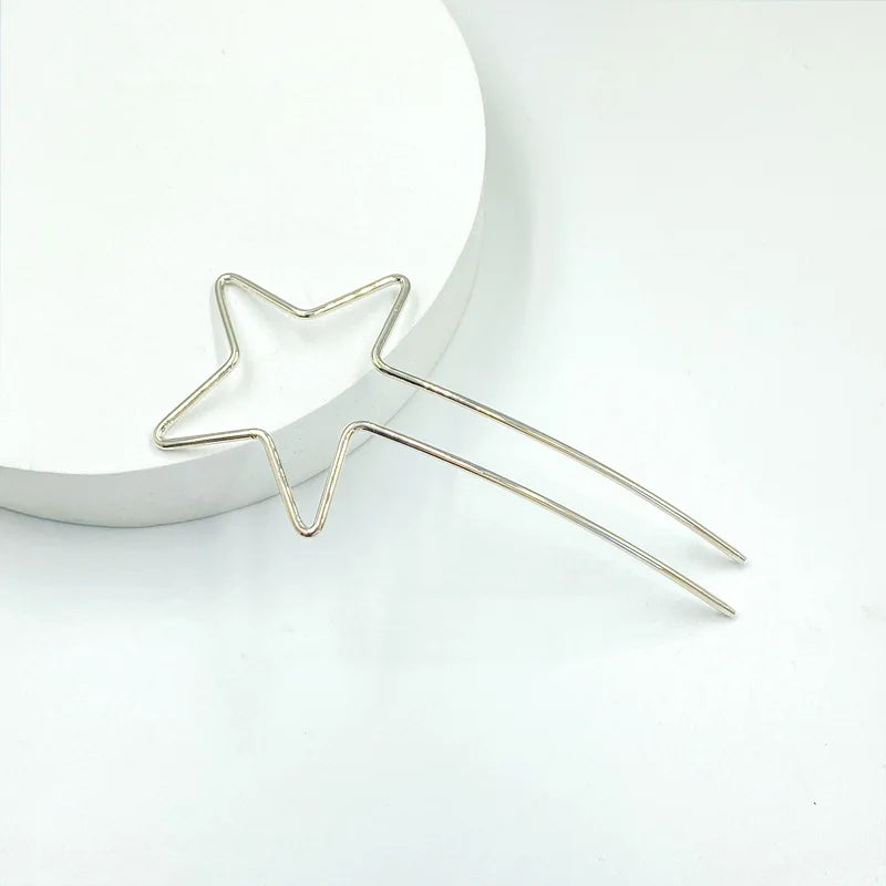 Polished Silver star hair stick