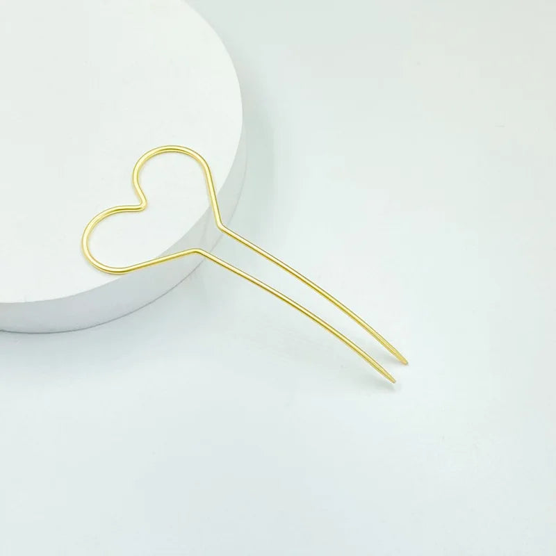 Matte Gold heart hair stick