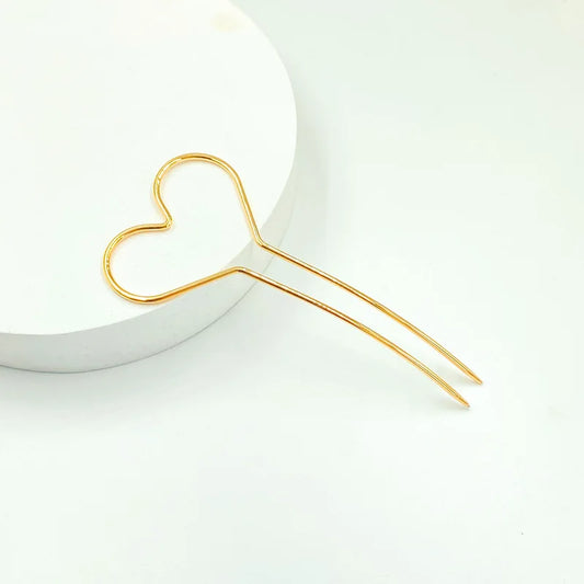Polished Gold heart hair stick