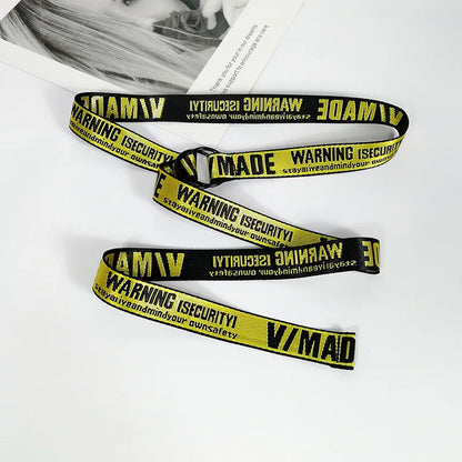 Security Risk slogan webbing belt in acid yellow