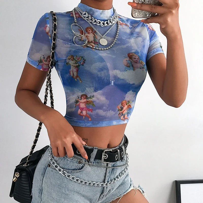 Angel mesh top styled