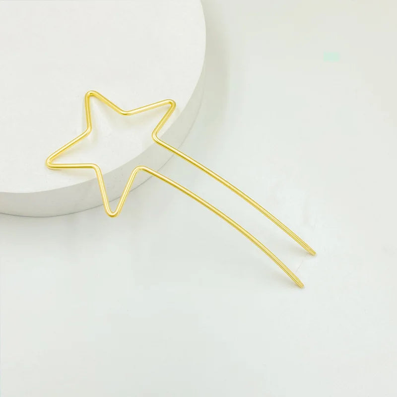 Matte Gold star hair stick