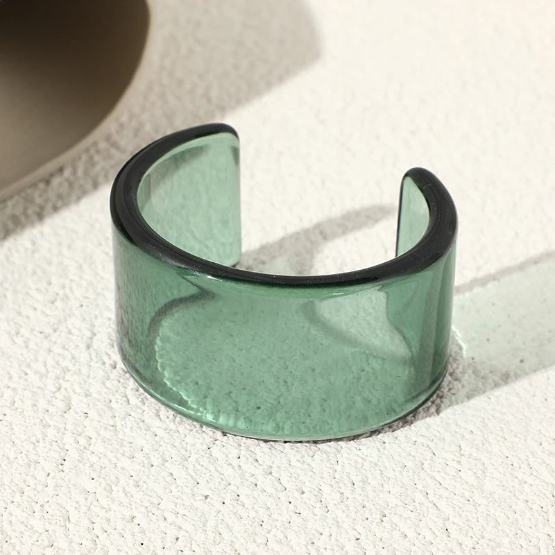 Sage chunky resin cuff bracelet
