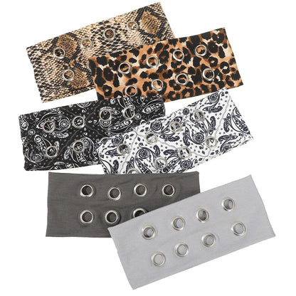 Range of printed and solid grommet headbands fanned out