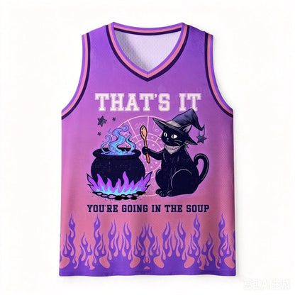 Soup Cauldron Purple witch cat jersey