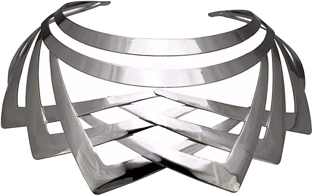 Liquid chrome caged collar necklace