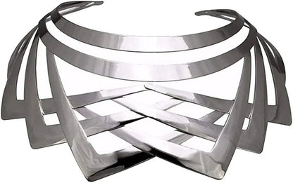 Liquid chrome caged collar necklace