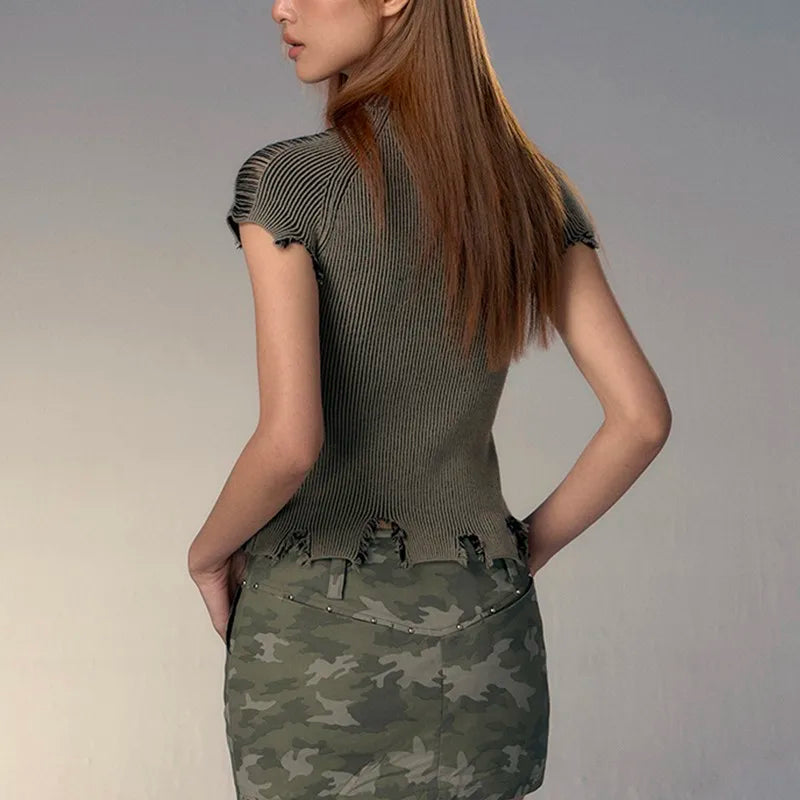 Knit crop top back