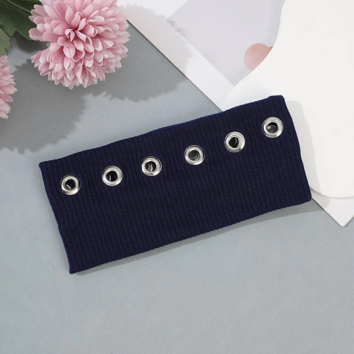 Midnight Blue eyelet stretch headband