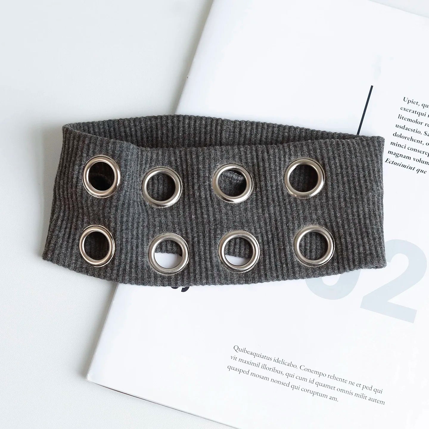 Concrete Gray grommet stretch headband