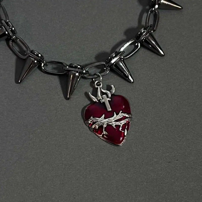 Red heart choker styled