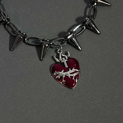 Red heart choker styled